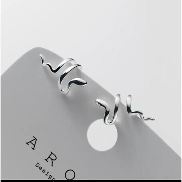 STERLING silver snake ear cuff pair earrings no piercing - Picture 1 of 7